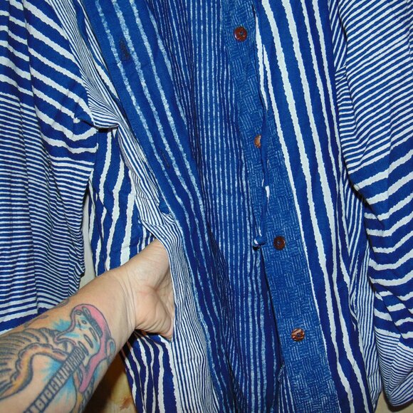 Linen Button Front Hooded Lightweight Jacket Shacket Blue Lagen Look Coastal 1X - Picture 9 of 9